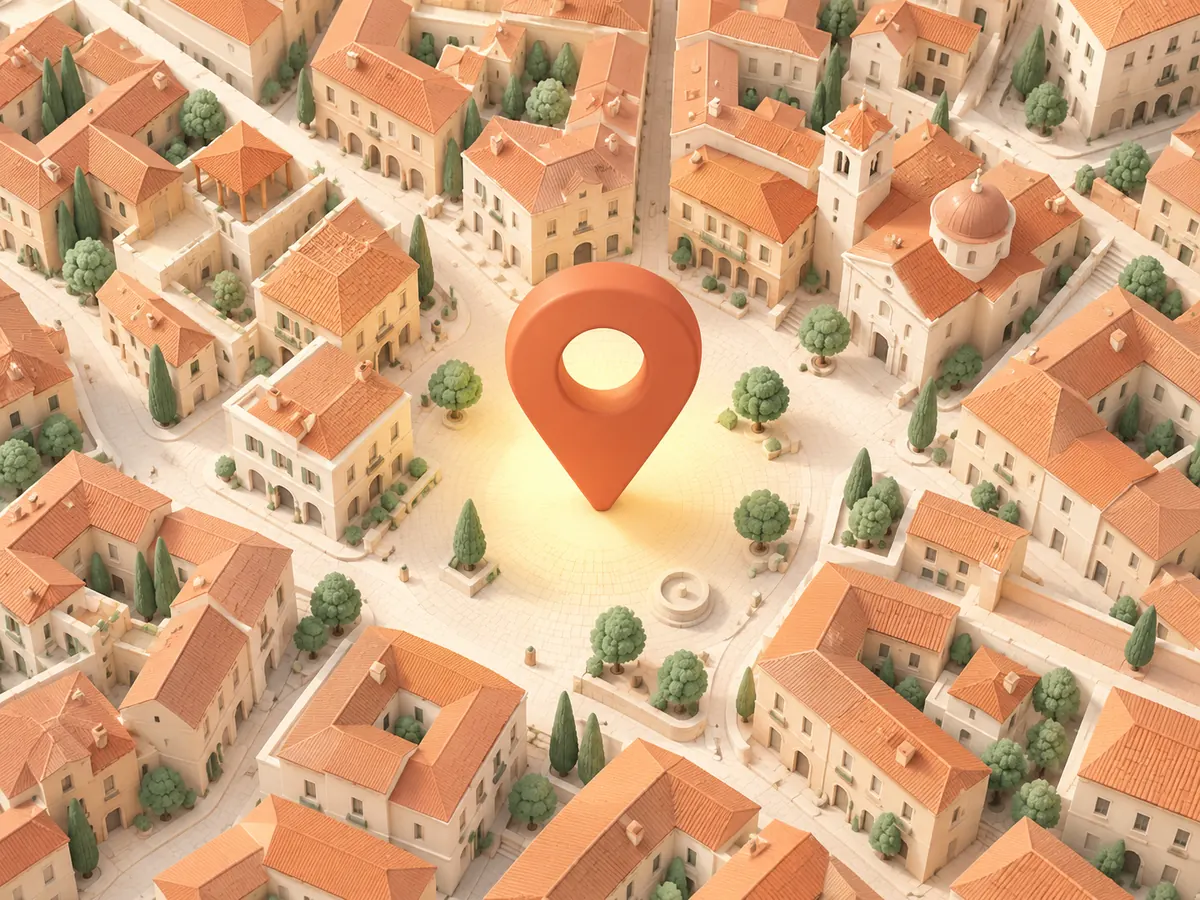 Mappa di un quartiere con il segnaposto del centro estetico