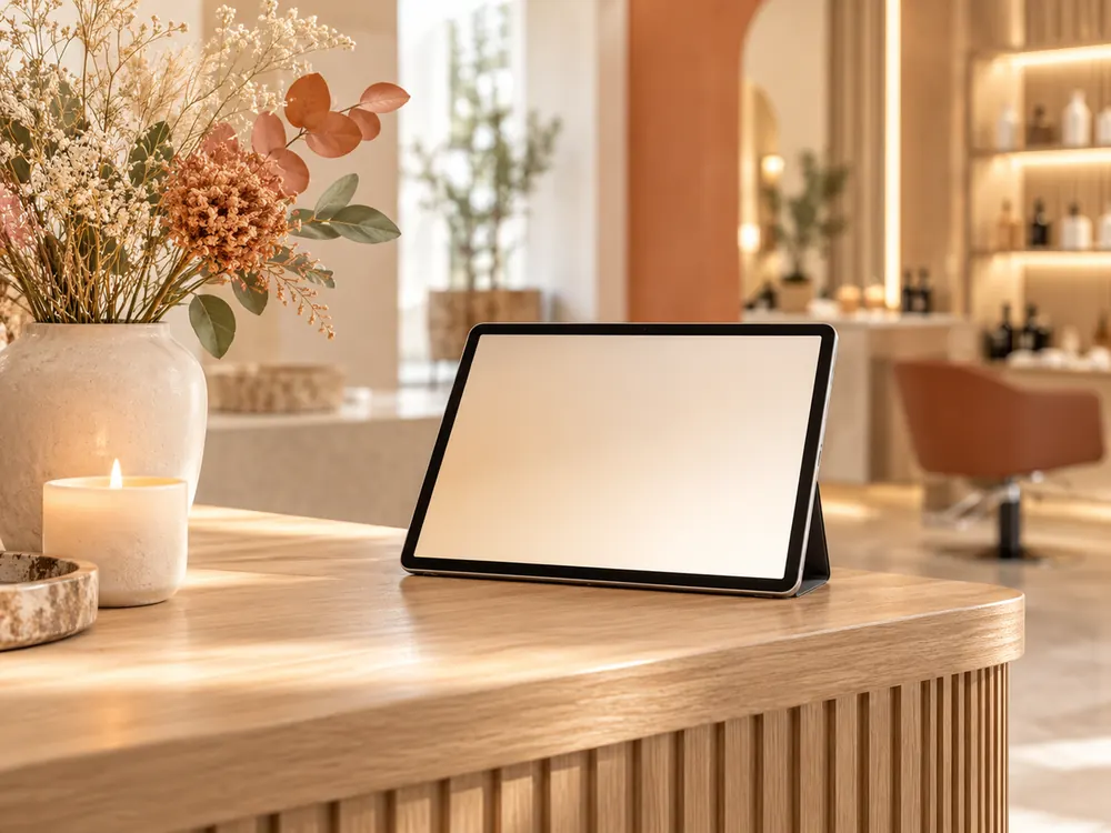 Reception di un centro estetico con tablet